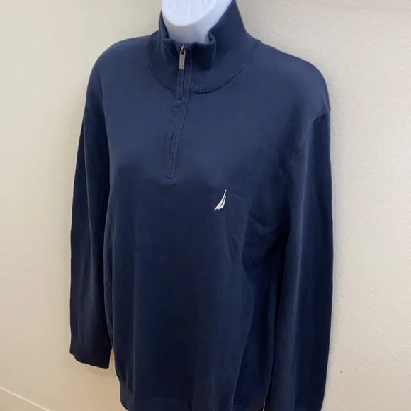 Nautica Mens Navy Blue Pullover Sweater L - Picture 4 of 7